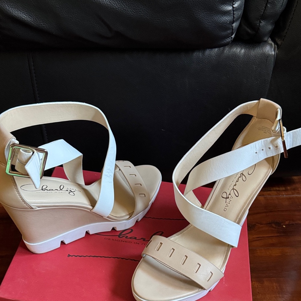 Tan & White Wedges